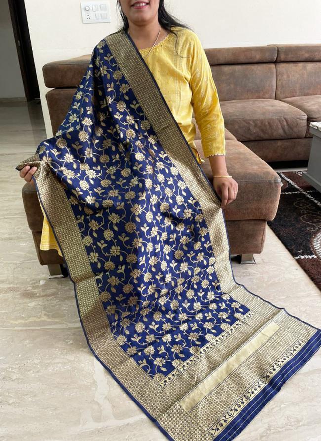 Banarasi Silk Blue Festival Wear Zari Work Dupatta